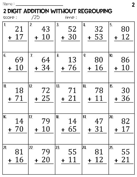 Math Handouts: Double Digit Addition Without Regrouping .